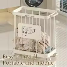Combine Dirty Clothes Basket Narrow Rolling Laundry Basket with Wheels Home Bathroom Mobile Laundry Storage Box Organizer