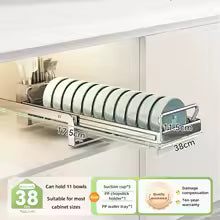 Cabinet Internal Drainage Bowl Rack Solid Stainless Steel Pull-Out Dish Storage Rack Kitchen Drawer Style Sliding Basket Organizer