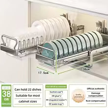 Cabinet Internal Drainage Bowl Rack Solid Stainless Steel Pull-Out Dish Storage Rack Kitchen Drawer Style Sliding Basket Organizer