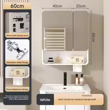 Digital Touchscreen Smart Mirror, Anti-Fog, Illuminated Cabinet, Modern Design, Wooden Material, Suitable for Bathroom, Dorm, Home