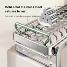 Cabinet Internal Drainage Bowl Rack Solid Stainless Steel Pull-Out Dish Storage Rack Kitchen Drawer Style Sliding Basket Organizer