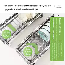 Cabinet Internal Drainage Bowl Rack Solid Stainless Steel Pull-Out Dish Storage Rack Kitchen Drawer Style Sliding Basket Organizer