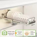 Cabinet Internal Drainage Bowl Rack Solid Stainless Steel Pull-Out Dish Storage Rack Kitchen Drawer Style Sliding Basket Organizer