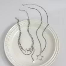 New Luxury Trendy Y2K Star Pendant Necklace Simple Multilayer Metal Chain Necklace Women's Jewelry Gifts Accessories