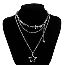 New Luxury Trendy Y2K Star Pendant Necklace Simple Multilayer Metal Chain Necklace Women's Jewelry Gifts Accessories